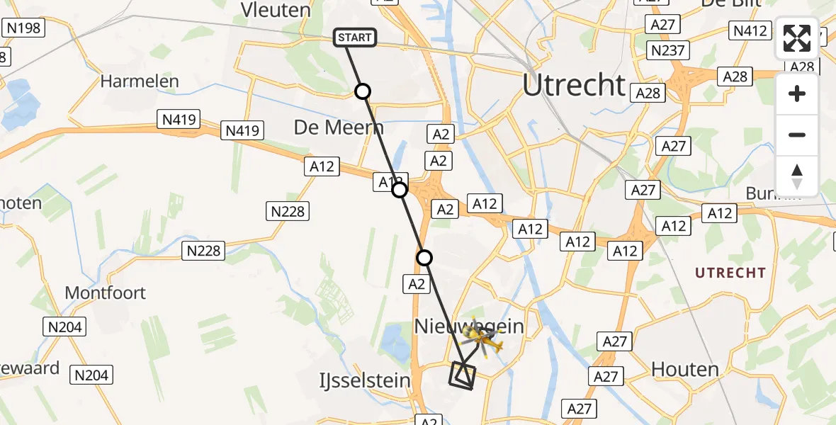 Vluchtroute Traumahelikopter Utrecht - Nieuwegein, 18 mei 2026, 08:33