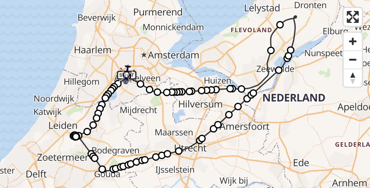 Vluchtroute Politiehelikopter Amsterdam Vliegveld Schiphol - Amsterdam Vliegveld Schiphol, 18 mei 2026, 09:55