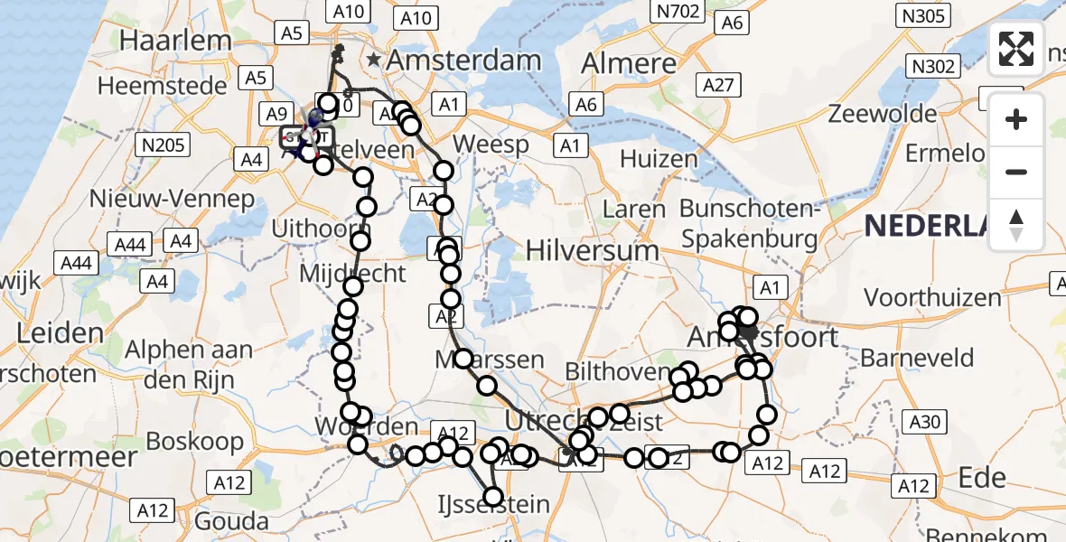 Vluchtroute Politiehelikopter Amsterdam Vliegveld Schiphol - Amsterdam Vliegveld Schiphol, 18 mei 2026, 14:21