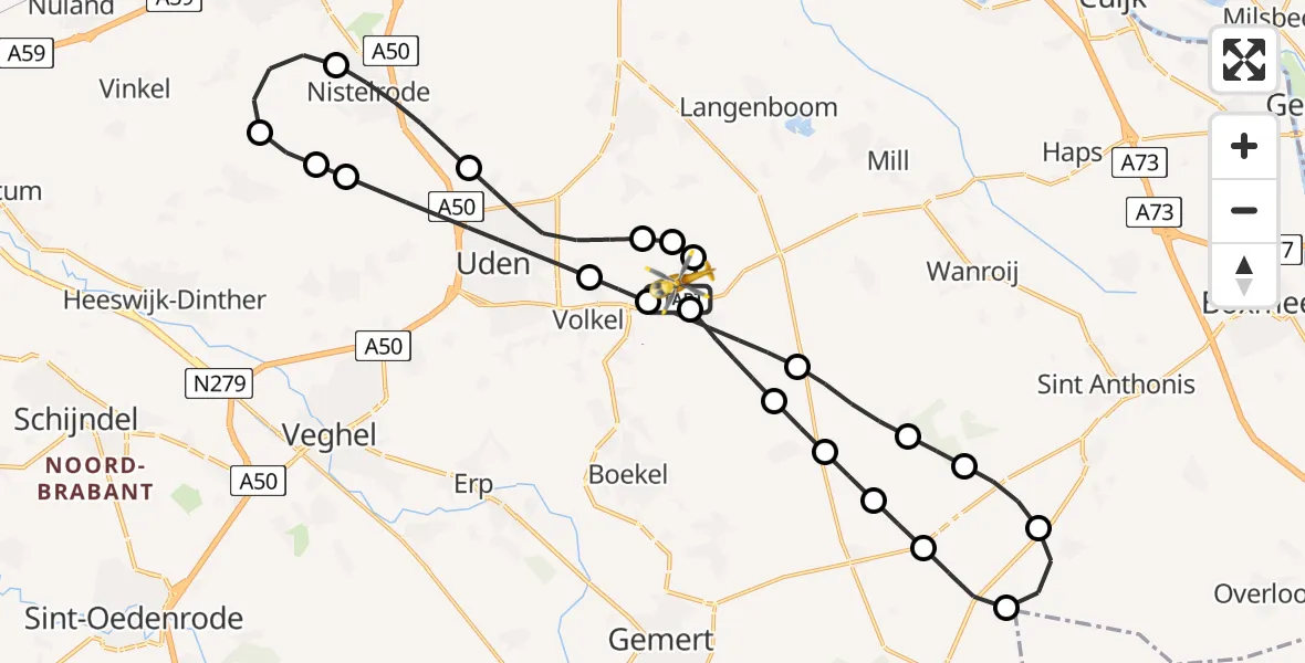 Vluchtroute Traumahelikopter Vliegbasis Volkel - Vliegbasis Volkel, 18 mei 2026, 18:12