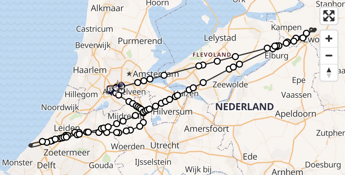 Vluchtroute Politiehelikopter Amsterdam Vliegveld Schiphol - Amsterdam Vliegveld Schiphol, 18 mei 2026, 18:43