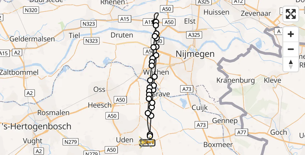 Vluchtroute Traumahelikopter Vliegbasis Volkel - Vliegbasis Volkel, 19 mei 2026, 01:25