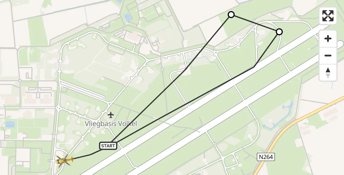 Vluchtroute Traumahelikopter Vliegbasis Volkel - Vliegbasis Volkel, 19 mei 2026, 02:05