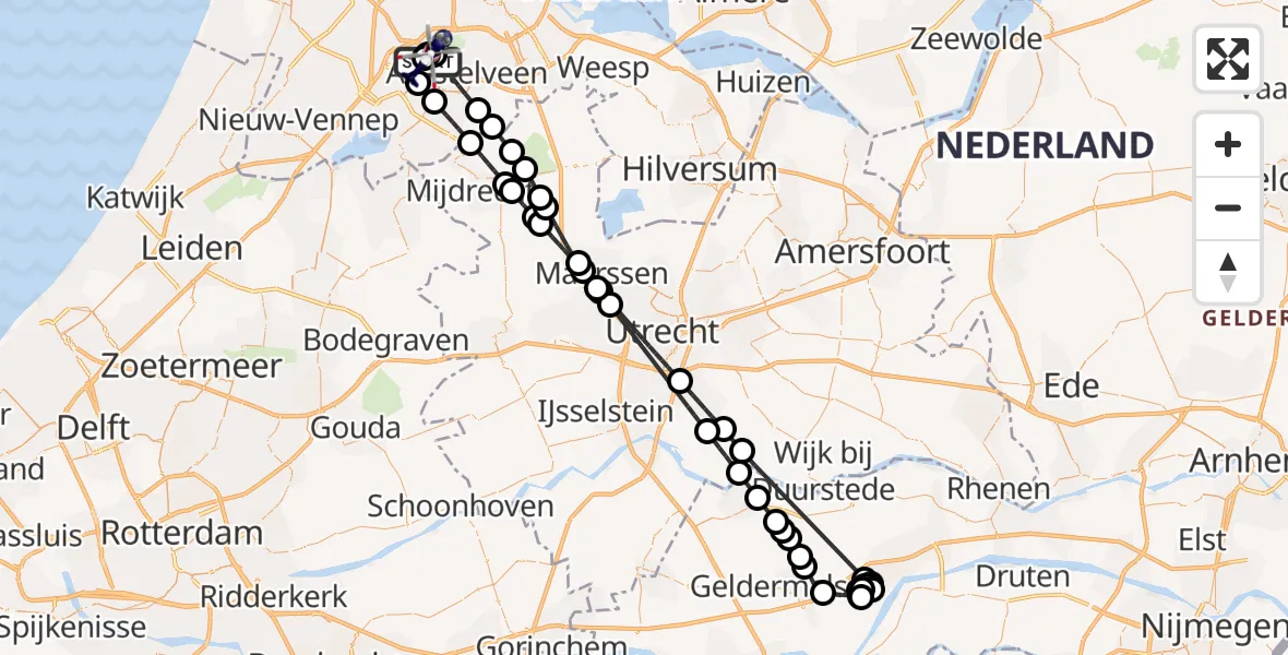 Vluchtroute Politiehelikopter Amsterdam Vliegveld Schiphol - Amsterdam Vliegveld Schiphol, 19 mei 2026, 02:38