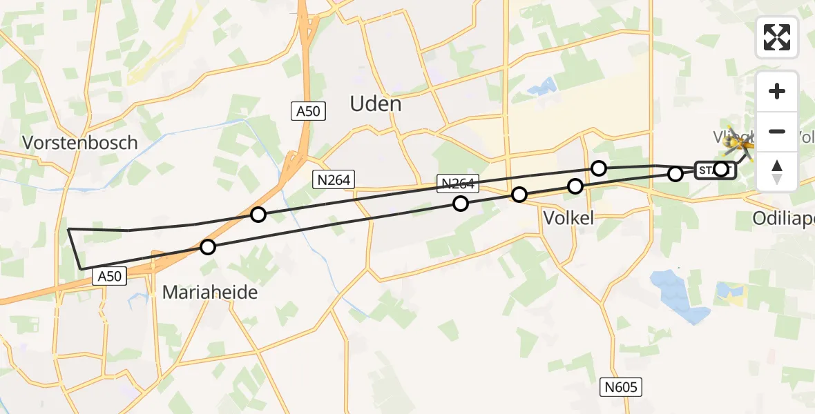 Vluchtroute Traumahelikopter Vliegbasis Volkel - Vliegbasis Volkel, 19 mei 2026, 06:30