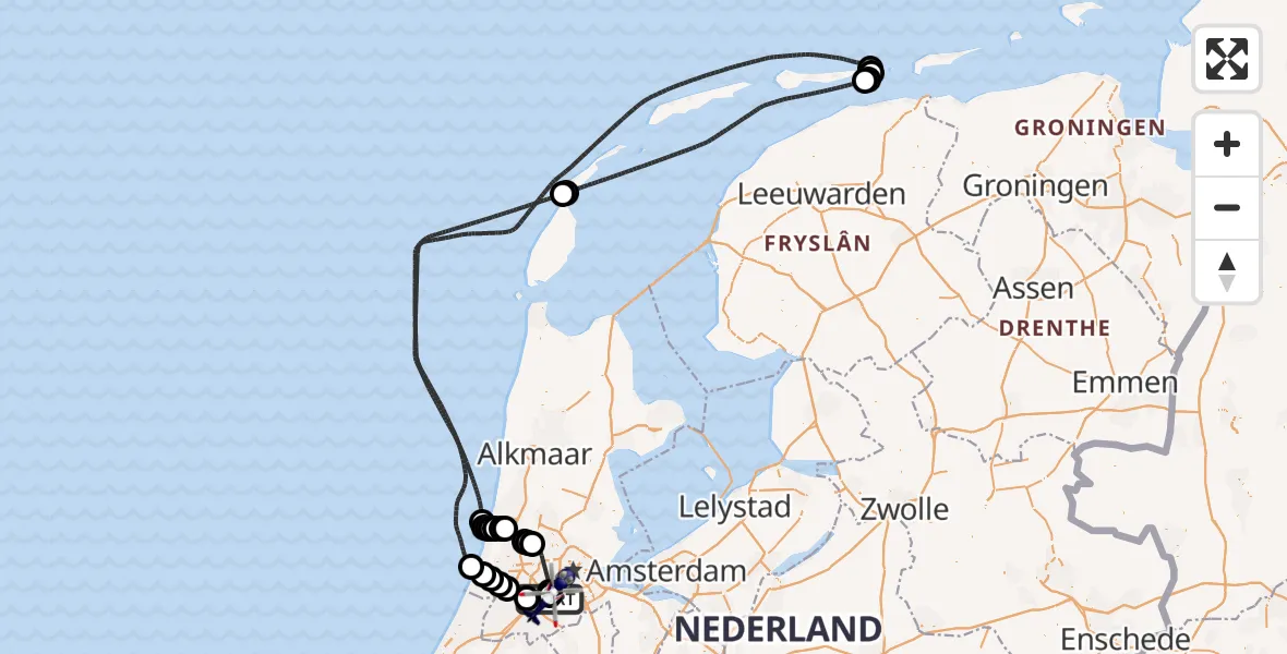 Vluchtroute Politiehelikopter Amsterdam Vliegveld Schiphol - Amsterdam Vliegveld Schiphol, 19 mei 2026, 06:49