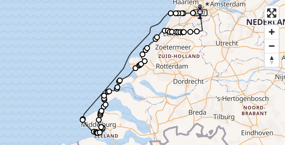Vluchtroute Politiehelikopter Amsterdam Vliegveld Schiphol - Amsterdam Vliegveld Schiphol, 19 mei 2026, 10:01