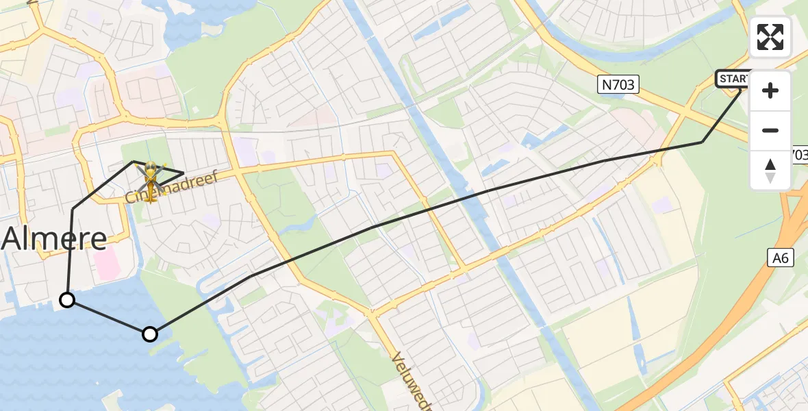 Vluchtroute Traumahelikopter Almere - Almere, 19 mei 2026, 12:50