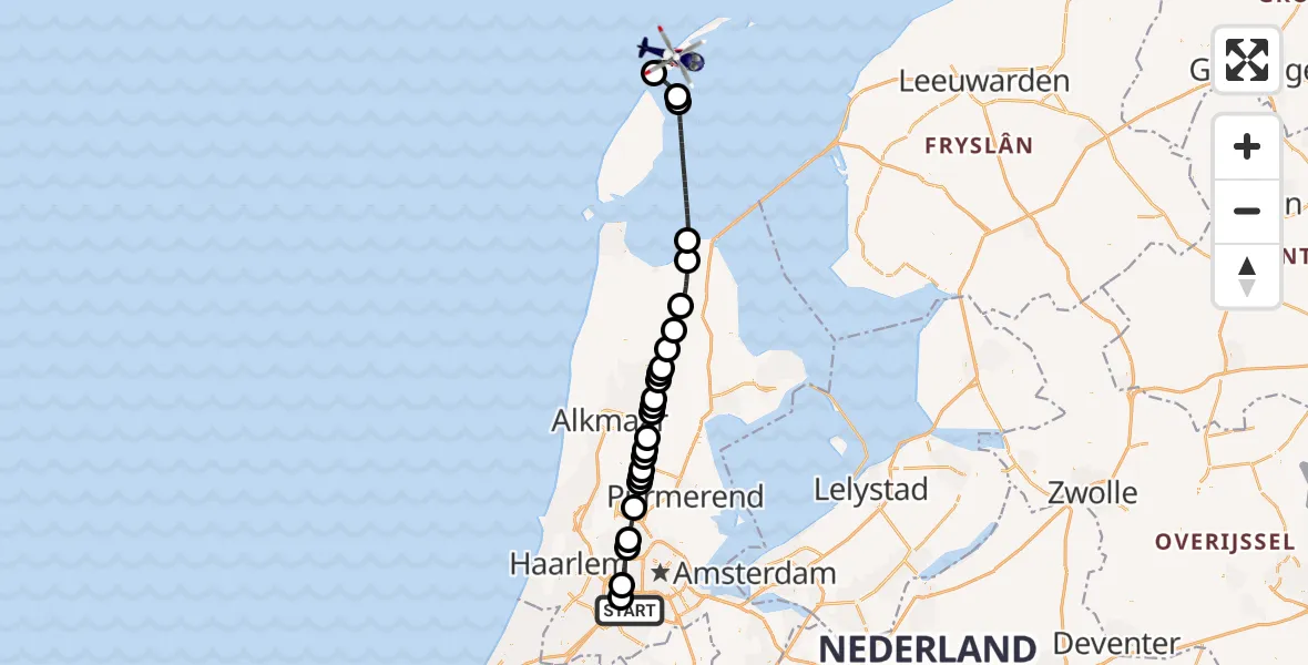 Vluchtroute Politiehelikopter Amsterdam Vliegveld Schiphol - Vlieland, 19 mei 2026, 13:29