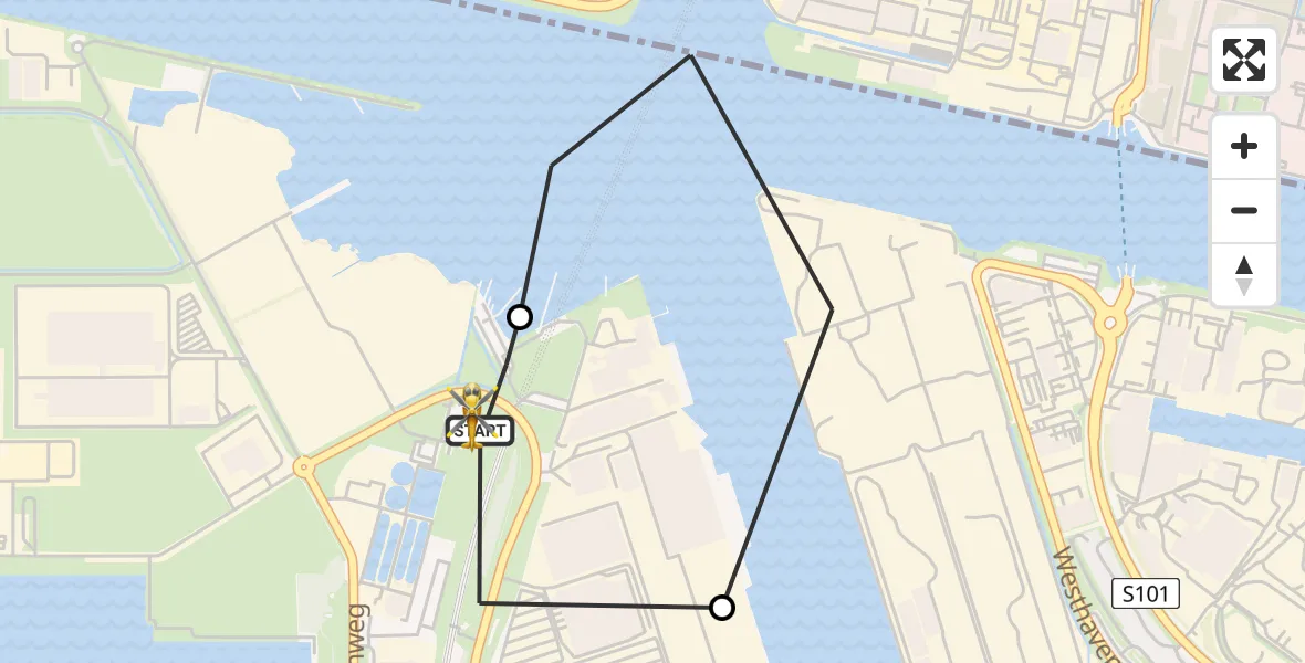Vluchtroute Traumahelikopter Amsterdam Heliport - Amsterdam Heliport, 19 mei 2026, 15:01