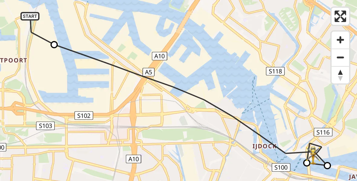 Vluchtroute Traumahelikopter Amsterdam Heliport - Amsterdam, 19 mei 2026, 15:50