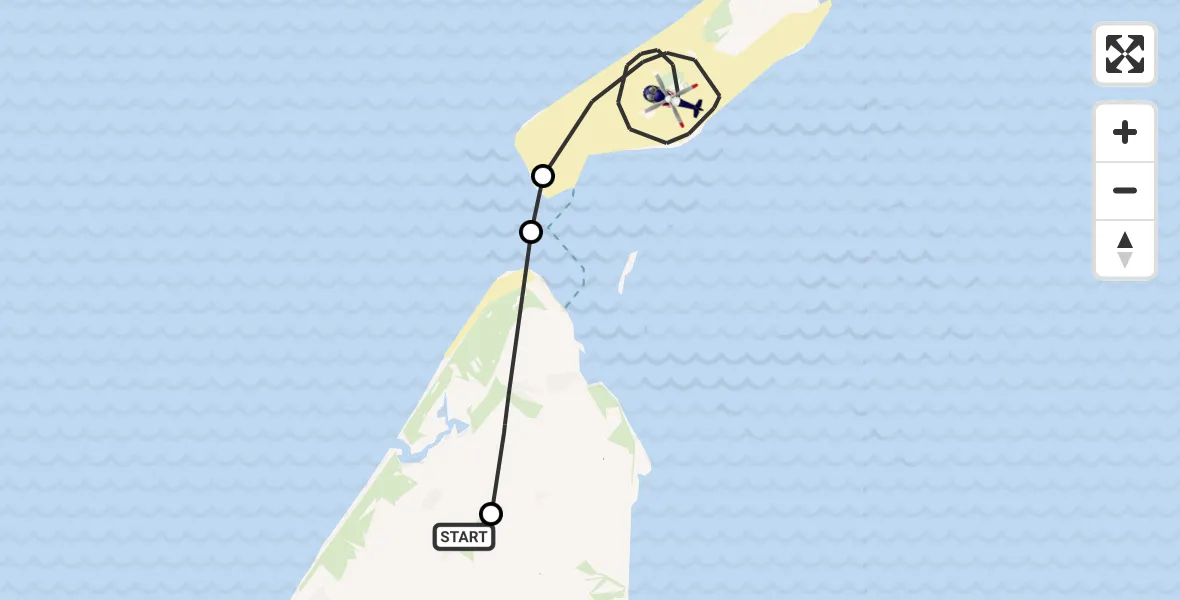 Vluchtroute Politiehelikopter Texel International Airport - Vlieland, 19 mei 2026, 15:59