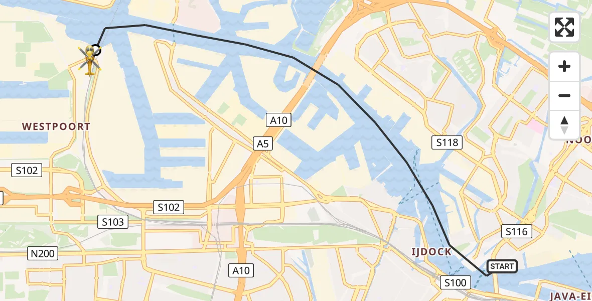 Vluchtroute Traumahelikopter Amsterdam - Amsterdam Heliport, 19 mei 2026, 16:24