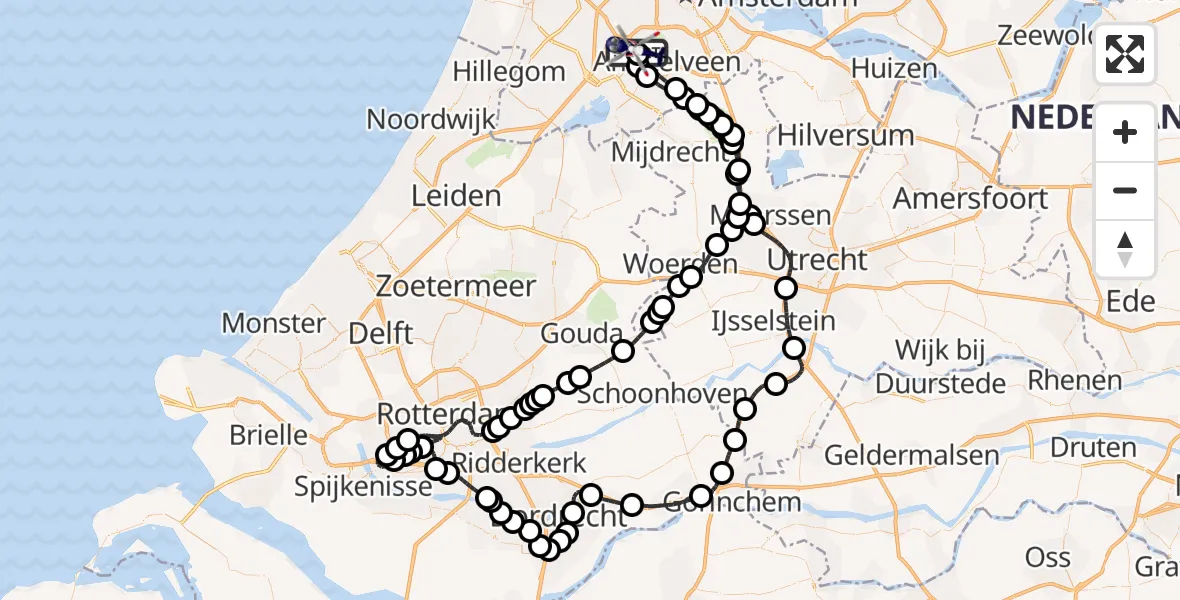 Vluchtroute Politiehelikopter Amsterdam Vliegveld Schiphol - Amsterdam Vliegveld Schiphol, 20 mei 2026, 07:50