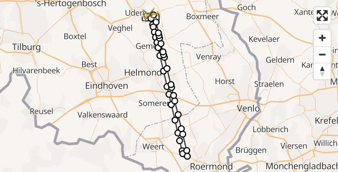 Vluchtroute Traumahelikopter Vliegbasis Volkel - Vliegbasis Volkel, 20 mei 2026, 08:05