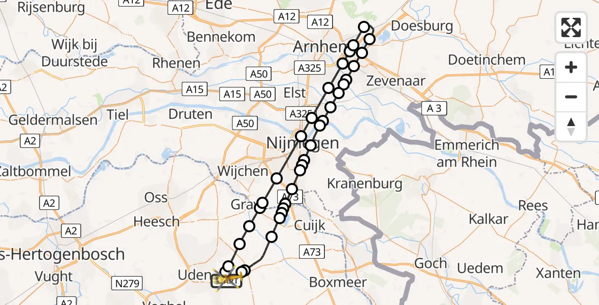 Vluchtroute Traumahelikopter Vliegbasis Volkel - Vliegbasis Volkel, 20 mei 2026, 09:36