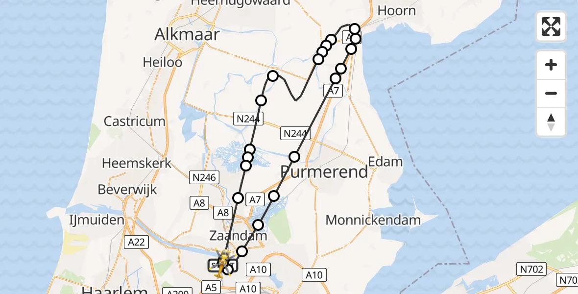 Vluchtroute Traumahelikopter Amsterdam Heliport - Amsterdam Heliport, 20 mei 2026, 09:44