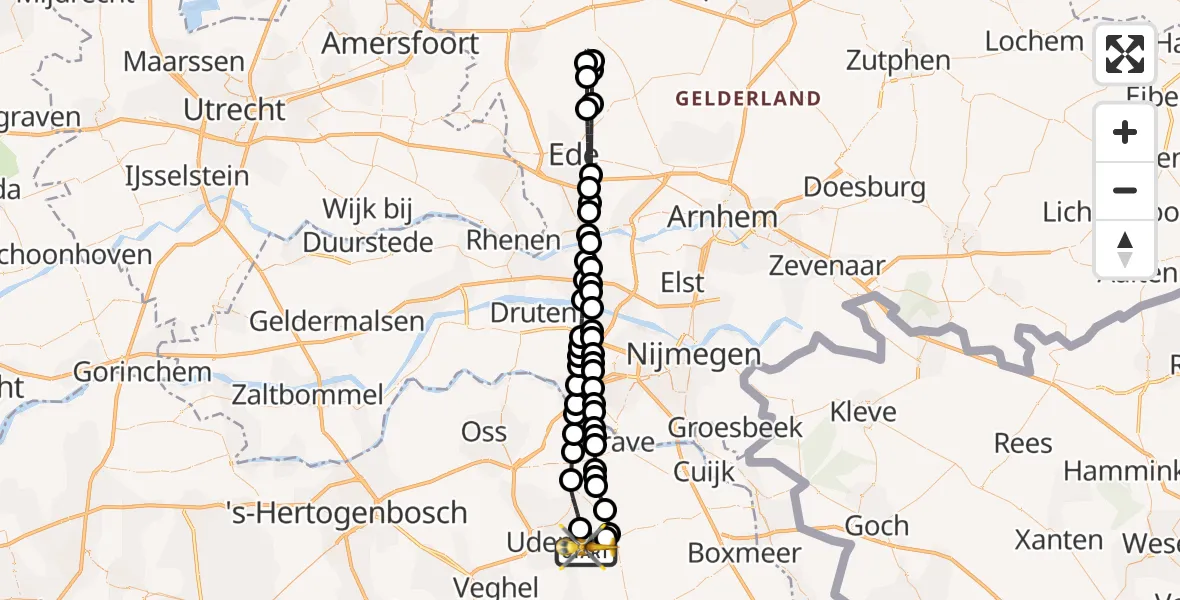 Vluchtroute Traumahelikopter Vliegbasis Volkel - Vliegbasis Volkel, 20 mei 2026, 11:12