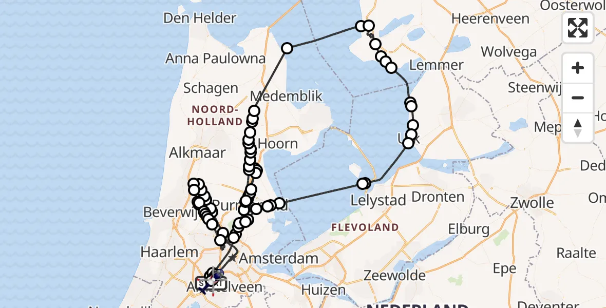 Vluchtroute Politiehelikopter Amsterdam Vliegveld Schiphol - Amsterdam Vliegveld Schiphol, 20 mei 2026, 13:13