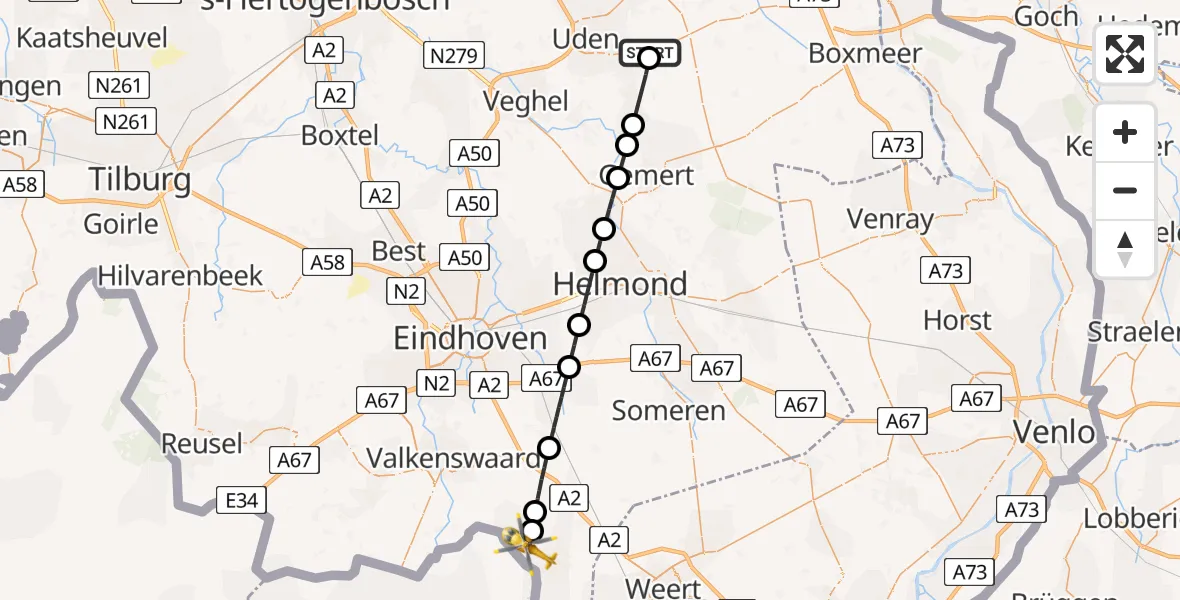 Vluchtroute Traumahelikopter Vliegbasis Volkel - Gastel, 20 mei 2026, 14:45