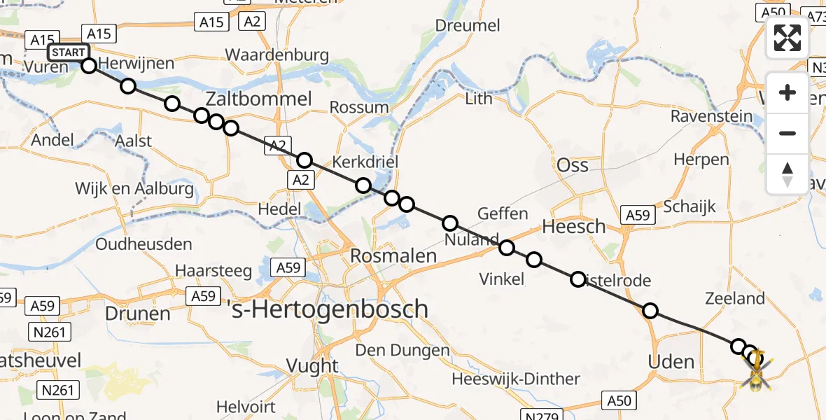 Vluchtroute Traumahelikopter Vuren - Vliegbasis Volkel, 20 mei 2026, 17:06