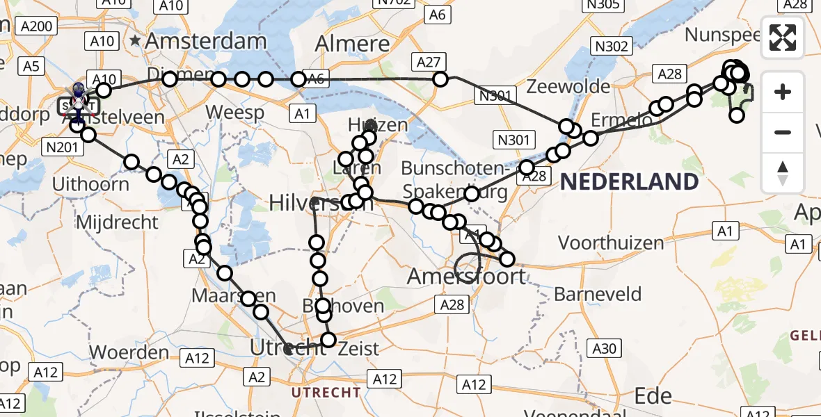 Vluchtroute Politiehelikopter Amsterdam Vliegveld Schiphol - Amsterdam Vliegveld Schiphol, 20 mei 2026, 18:15