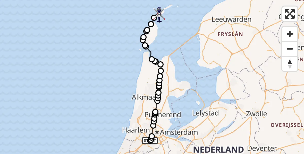 Vluchtroute Politiehelikopter Amsterdam Vliegveld Schiphol - Vlieland, 20 mei 2026, 18:29