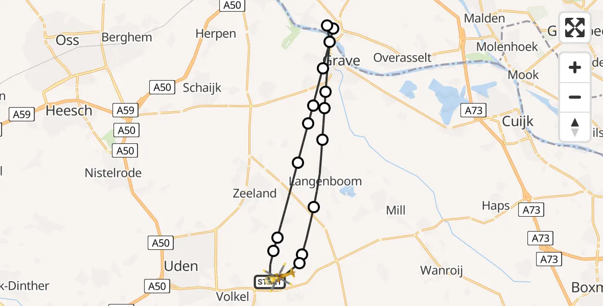 Vluchtroute Traumahelikopter Vliegbasis Volkel - Vliegbasis Volkel, 20 mei 2026, 19:25