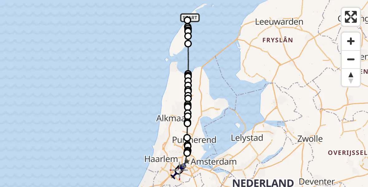 Vluchtroute Politiehelikopter Vlieland - Amsterdam Vliegveld Schiphol, 20 mei 2026, 19:38