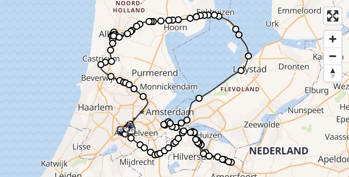 Vluchtroute Politiehelikopter Amsterdam Vliegveld Schiphol - Amsterdam Vliegveld Schiphol, 21 mei 2026, 08:01