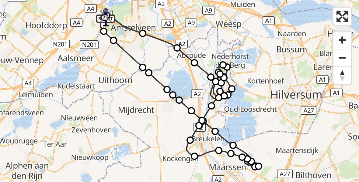 Vluchtroute Politiehelikopter Amsterdam Vliegveld Schiphol - Amsterdam Vliegveld Schiphol, 21 mei 2026, 09:27
