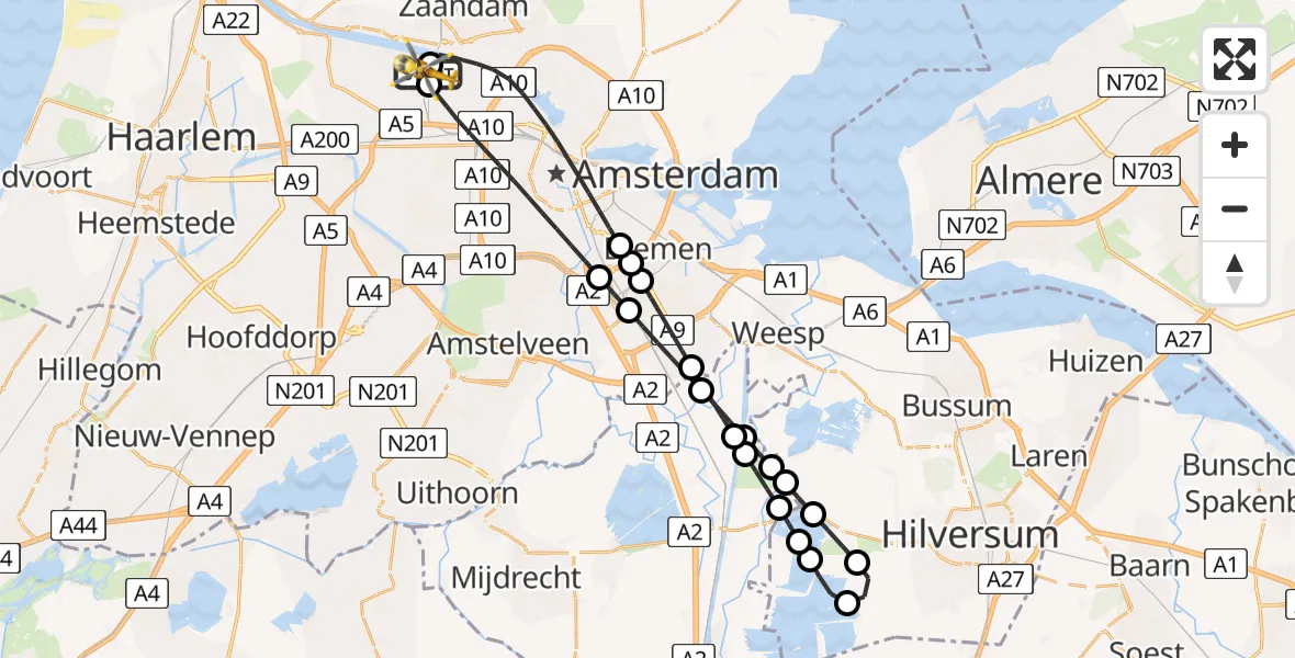 Vluchtroute Traumahelikopter Amsterdam Heliport - Amsterdam Heliport, 21 mei 2026, 10:19