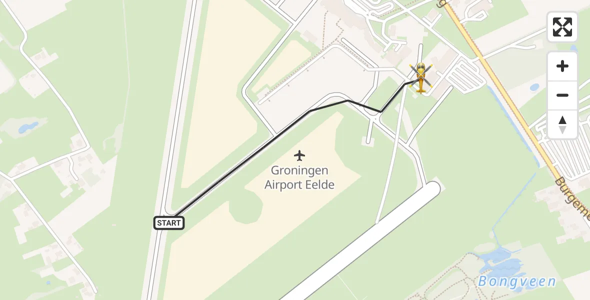 Vluchtroute Traumahelikopter Groningen Airport Eelde - Groningen Airport Eelde, 21 mei 2026, 11:37