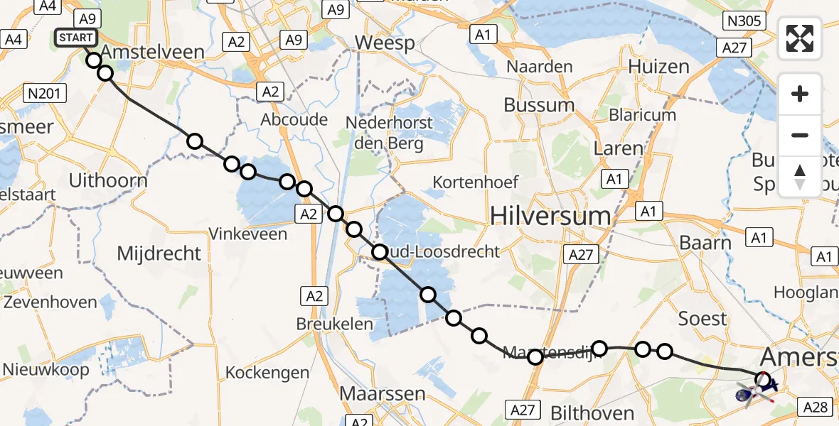 Vluchtroute Politiehelikopter Amsterdam Vliegveld Schiphol - Amersfoort, 21 mei 2026, 12:53