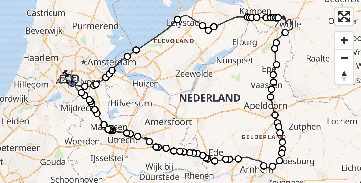 Vluchtroute Politiehelikopter Amsterdam Vliegveld Schiphol - Amsterdam Vliegveld Schiphol, 21 mei 2026, 13:17