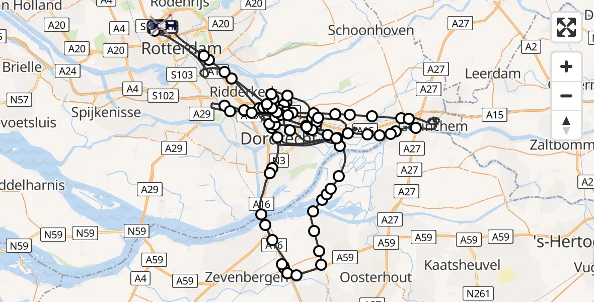 Vluchtroute Politiehelikopter Rotterdam The Hague Airport - Rotterdam The Hague Airport, 21 mei 2026, 13:37