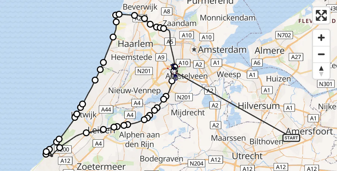 Vluchtroute Politiehelikopter Soest - Amsterdam Vliegveld Schiphol, 21 mei 2026, 16:49