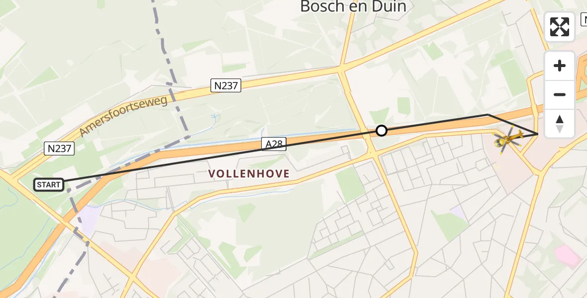 Vluchtroute Traumahelikopter De Bilt - Zeist, 21 mei 2026, 17:47