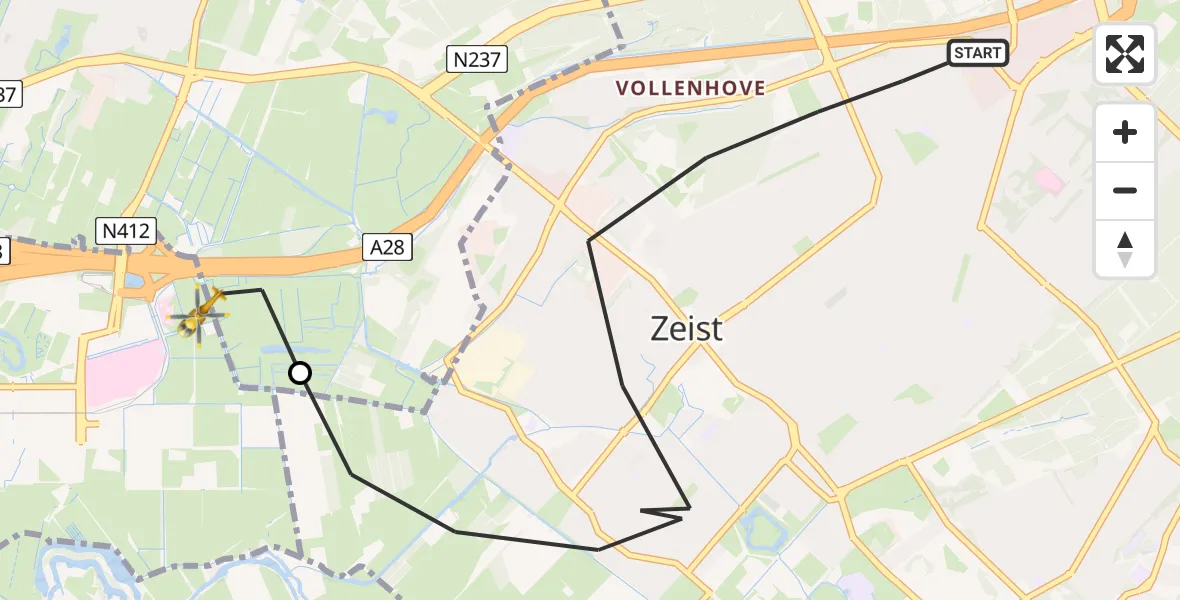 Vluchtroute Traumahelikopter Zeist - Utrecht, 21 mei 2026, 18:07