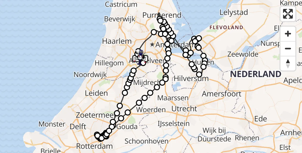 Vluchtroute Politiehelikopter Amsterdam Vliegveld Schiphol - Amsterdam Vliegveld Schiphol, 21 mei 2026, 18:30