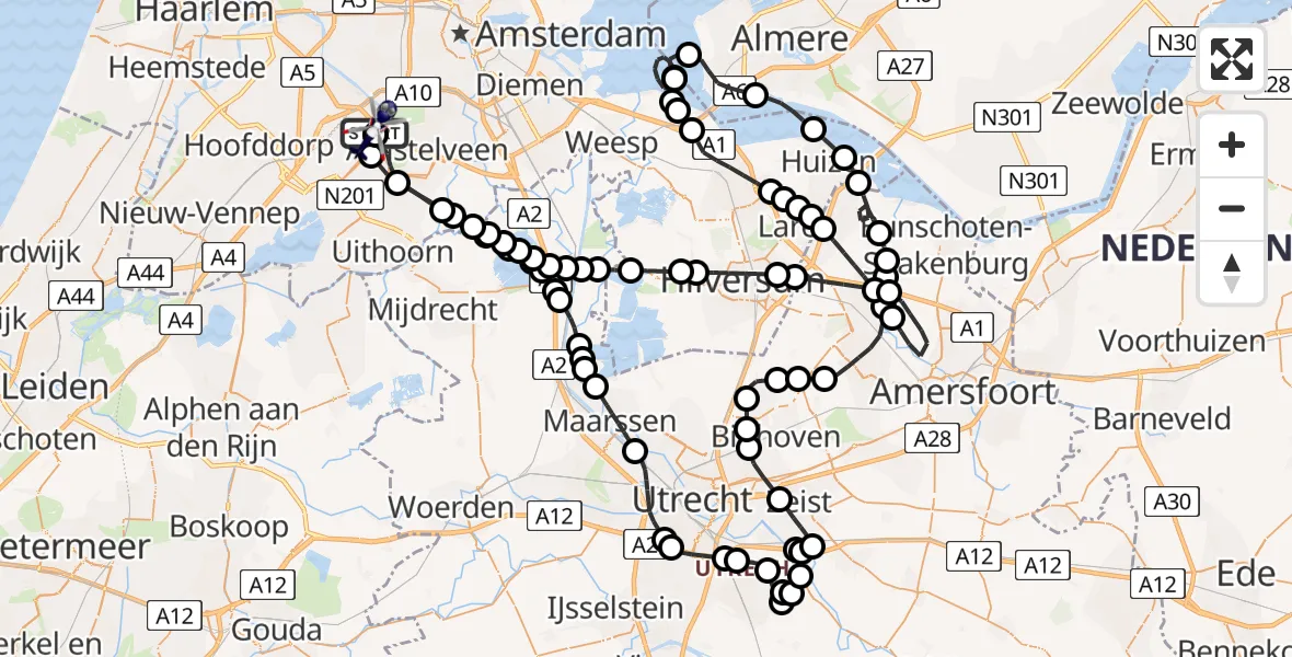 Vluchtroute Politiehelikopter Amsterdam Vliegveld Schiphol - Amsterdam Vliegveld Schiphol, 22 mei 2026, 06:07