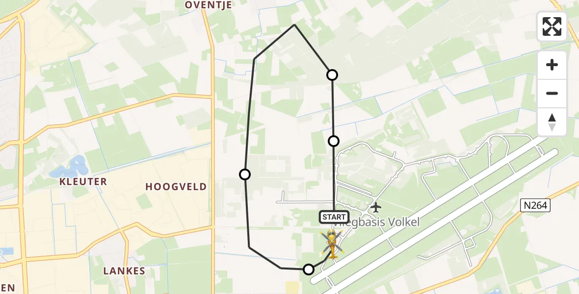 Vluchtroute Traumahelikopter Vliegbasis Volkel - Vliegbasis Volkel, 22 mei 2026, 07:43