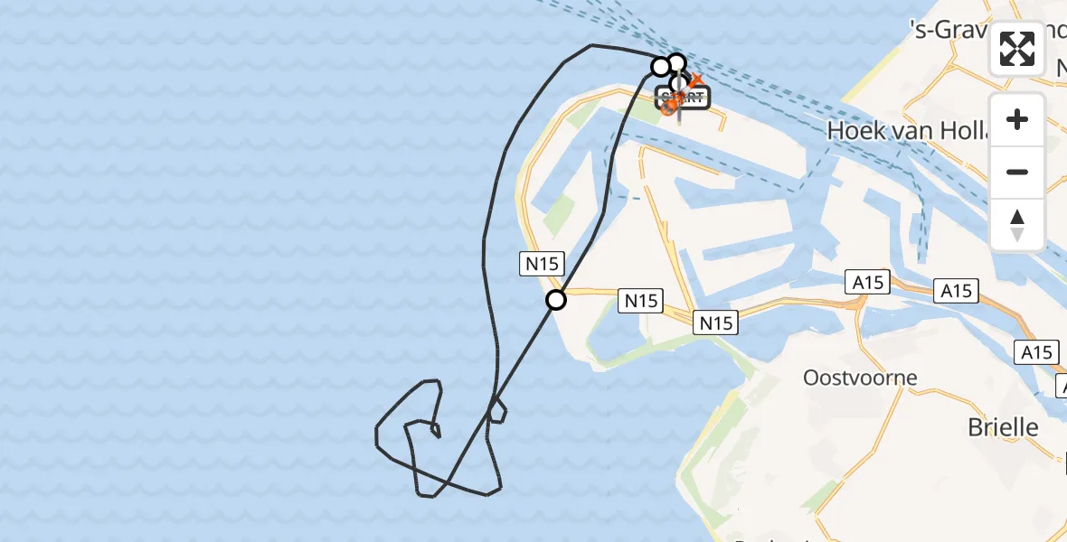 Vluchtroute Kustwachthelikopter Maasvlakte Rotterdam - Maasvlakte Rotterdam, 22 mei 2026, 08:08