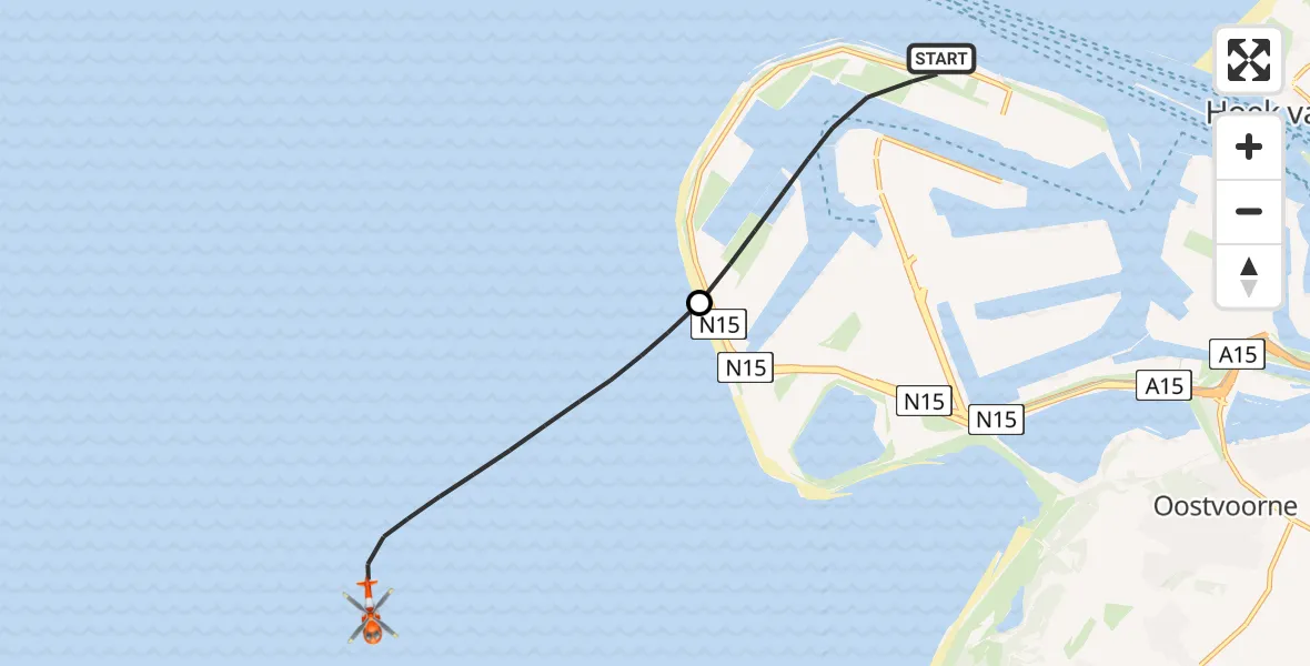 Vluchtroute Kustwachthelikopter Maasvlakte Rotterdam - Noordzee, 22 mei 2026, 08:48