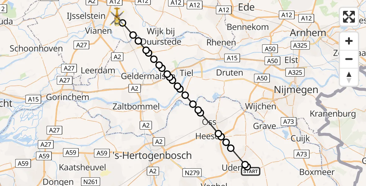 Vluchtroute Traumahelikopter Vliegbasis Volkel - Houten, 22 mei 2026, 12:01