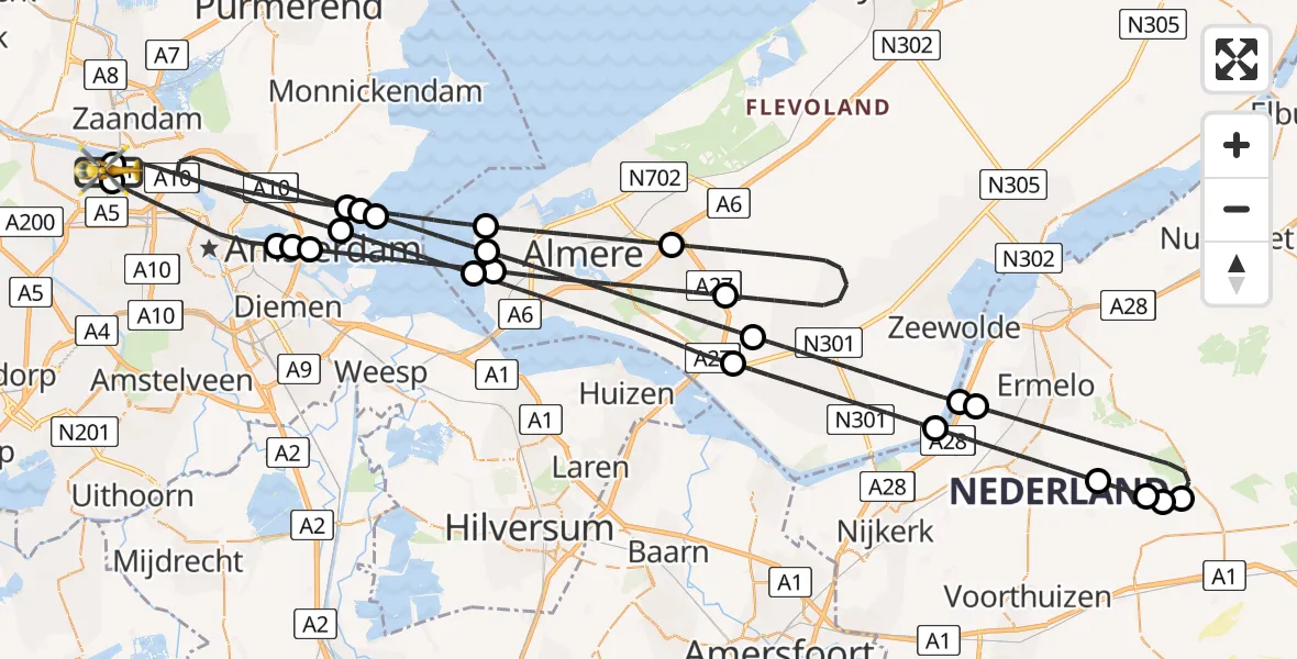 Vluchtroute Traumahelikopter Amsterdam Heliport - Amsterdam Heliport, 22 mei 2026, 15:25