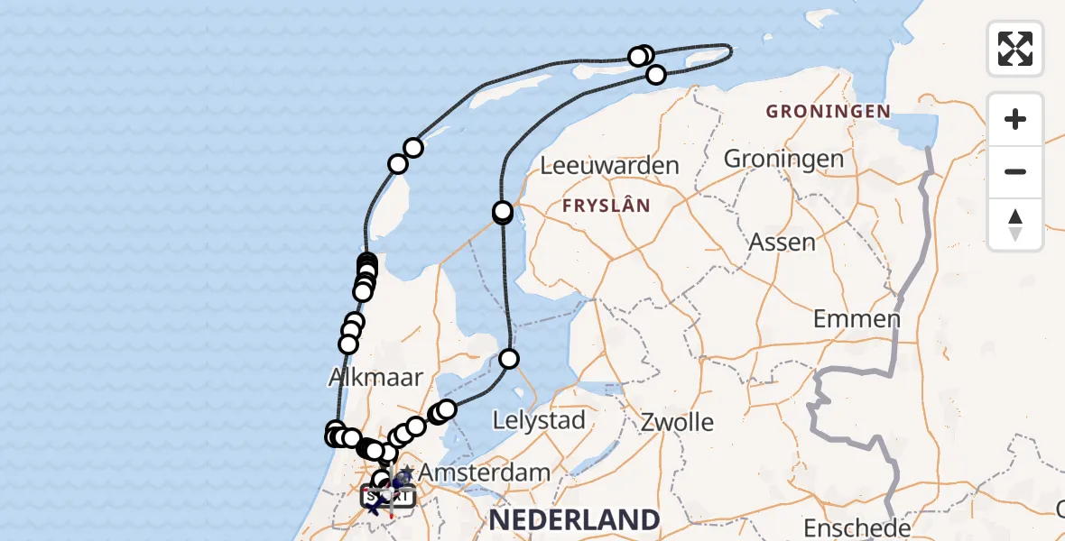 Vluchtroute Politiehelikopter Amsterdam Vliegveld Schiphol - Amsterdam Vliegveld Schiphol, 22 mei 2026, 17:40