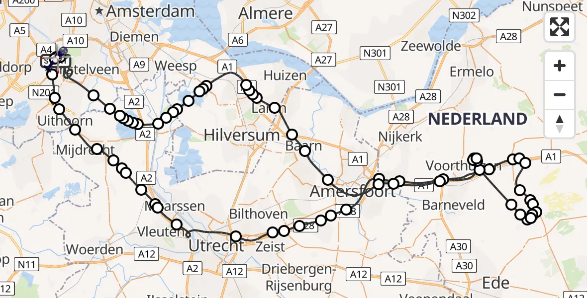 Vluchtroute Politiehelikopter Amsterdam Vliegveld Schiphol - Amsterdam Vliegveld Schiphol, 23 mei 2026, 07:02
