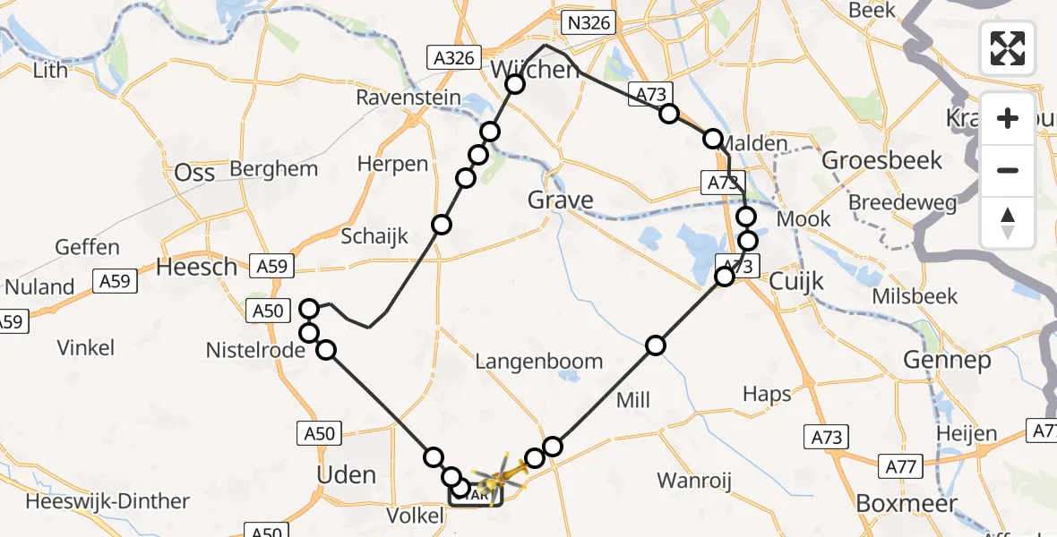 Vluchtroute Traumahelikopter Vliegbasis Volkel - Vliegbasis Volkel, 23 mei 2026, 08:27