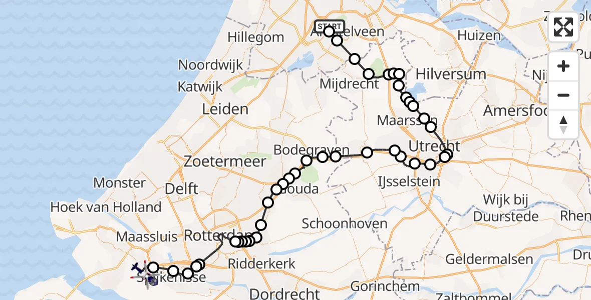 Vluchtroute Politiehelikopter Amsterdam Vliegveld Schiphol - Geervliet, 23 mei 2026, 09:07